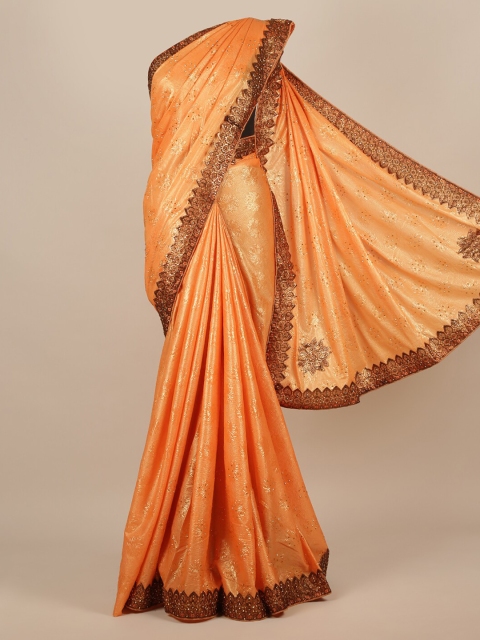 

Pothys Orange Woven Design Jute Silk Saree