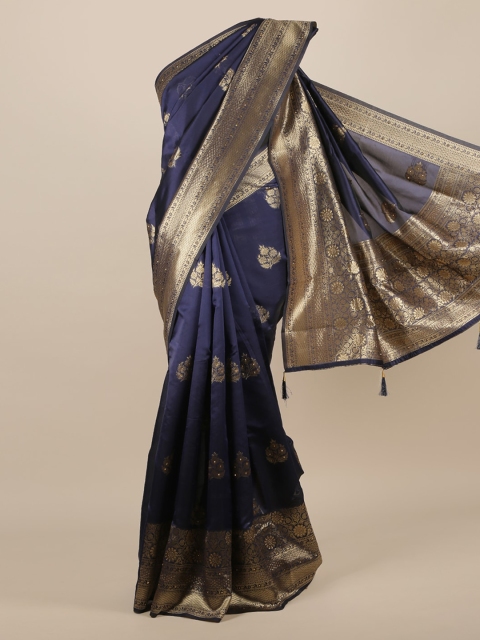 

Pothys Navy Blue Woven Design Jute Silk Saree
