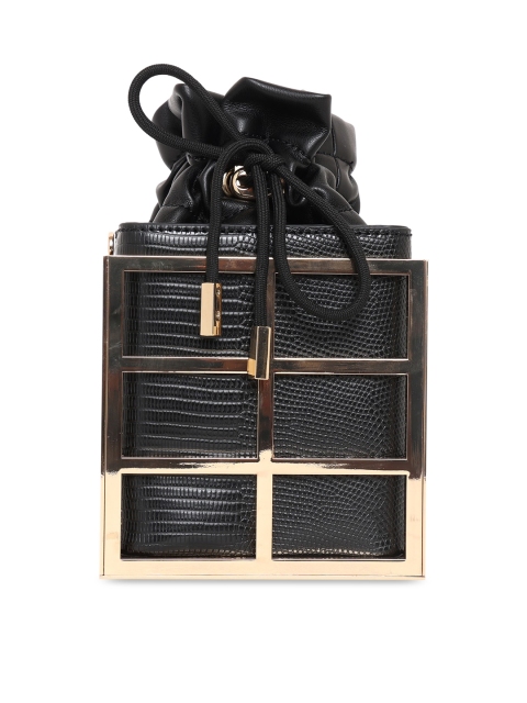 

ALDO Black & Gold-Toned Textured Sling Bag