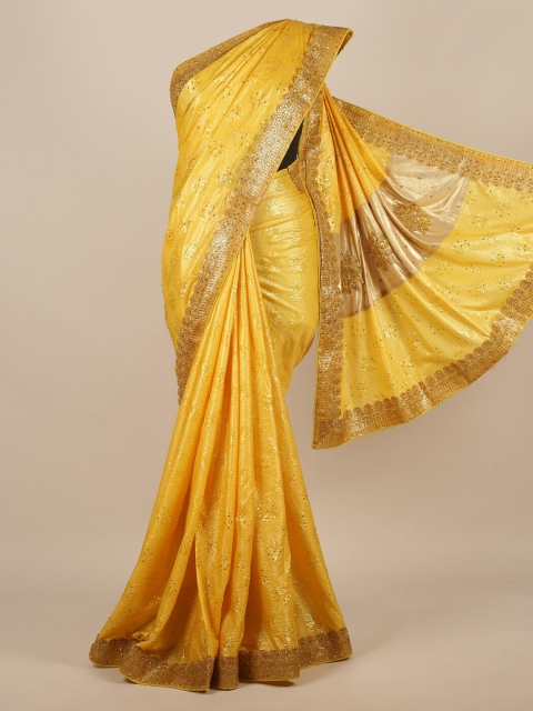 

Pothys Yellow Woven Design Jute Silk Saree