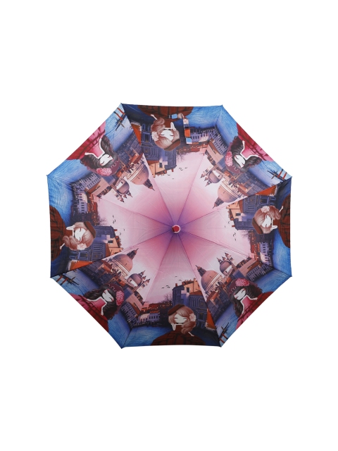 

LOOM LEGACY Blue & Pink Printed 3-Fold Umbrella