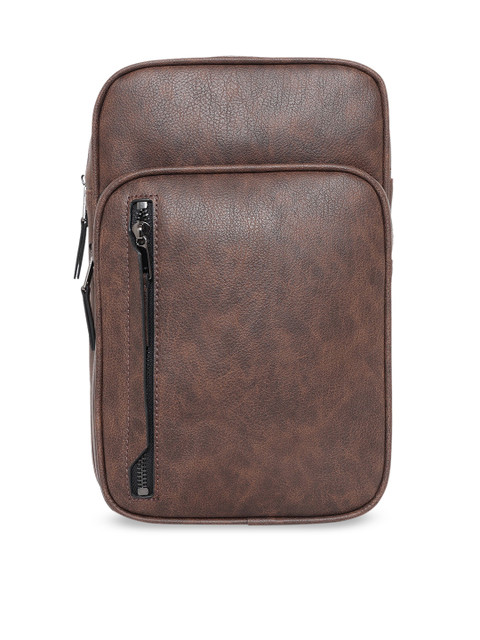 

ALDO Men Brown Textured Body Bag Waist Pouch