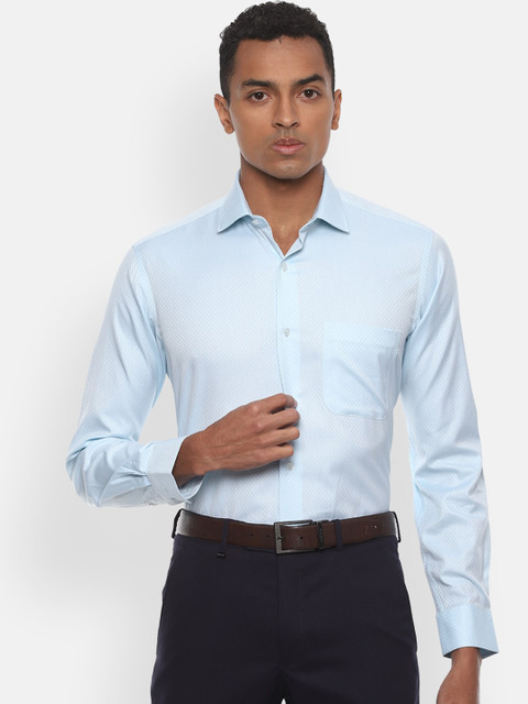 

Van Heusen Men Blue Regular Fit Textured Formal Shirt