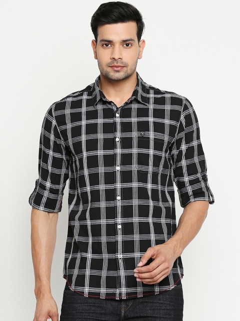 

Mufti Men Black & White Slim Fit Checked Casual Shirt