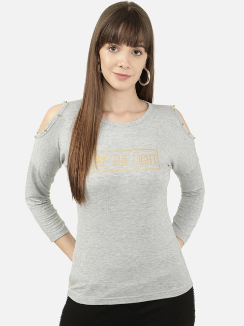 

V2 Value & Variety Grey & Gold-Toned Regular Top