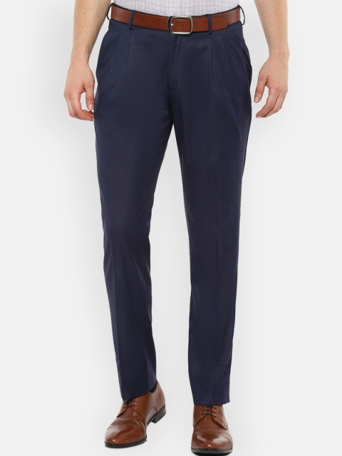 

Louis Philippe Men Navy Blue Regular Fit Solid Formal Trousers