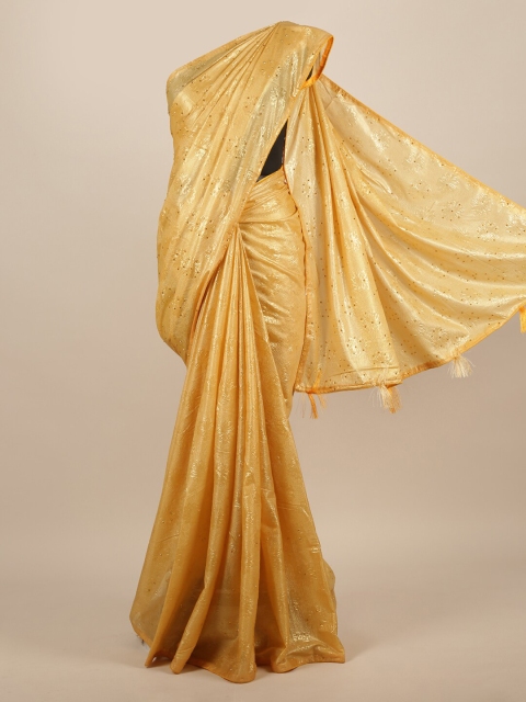 

Pothys Gold-Toned Embellished Jute Silk Saree