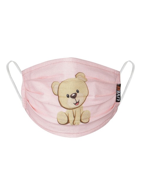 

LIVE IT SAFE Kids Pink & Beige Printed Reusable 4-Ply Nano Technology Cloth Mask