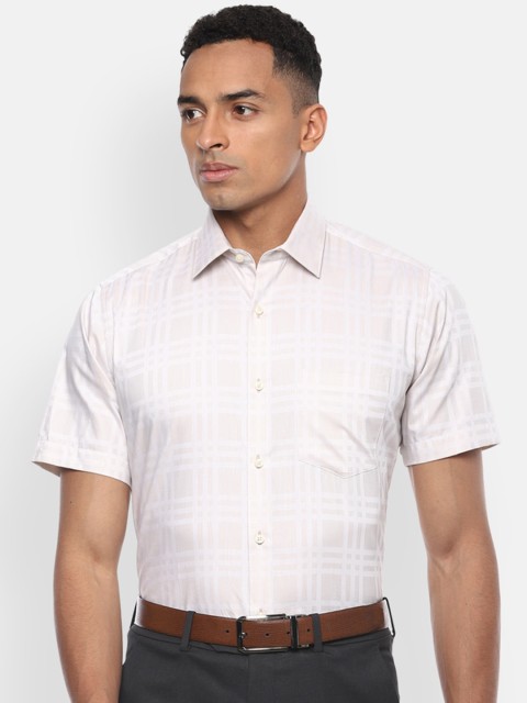 

Van Heusen Men Off-White Regular Fit Checked Formal Shirt
