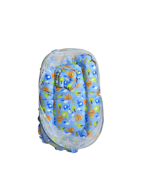 

PINKBUNNY Unisex Kids Blue & Green Sleeping Bed With Mosquito Net