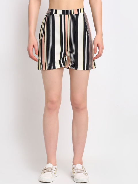 

Just Wow Women Multicoloured Striped Slim Fit Regular Shorts, Multi
