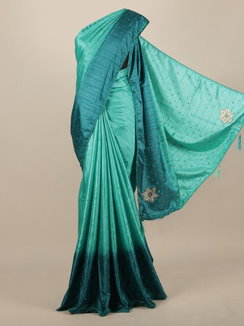 

Pothys Sea Green Embellished Jute Silk Saree