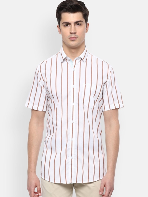

Van Heusen Sport Men White & Brown Slim Fit Striped Casual Shirt