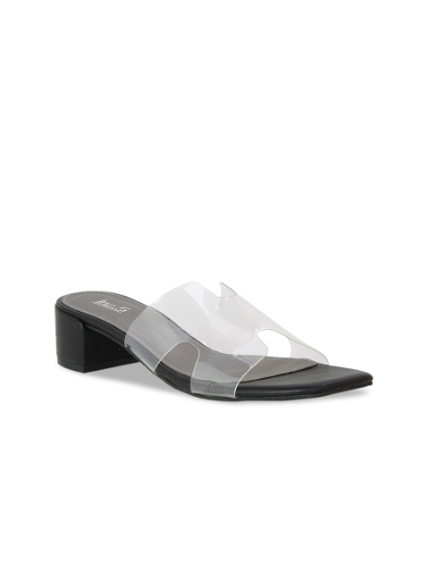 

Inc 5 Women Black & Transparent Solid Mules