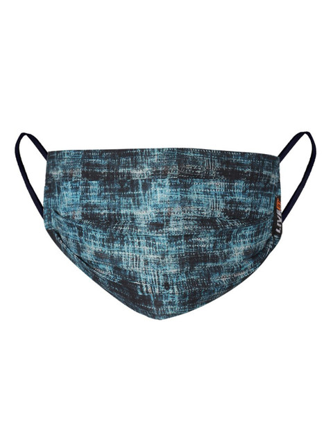 

LIVE IT SAFE Unisex Blue & Black Printed Reusable Cotton Anti Pollution Face Mask with Nanotechnology