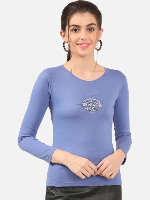 

V2 Value & Variety Blue Printed Chambray Regular Top