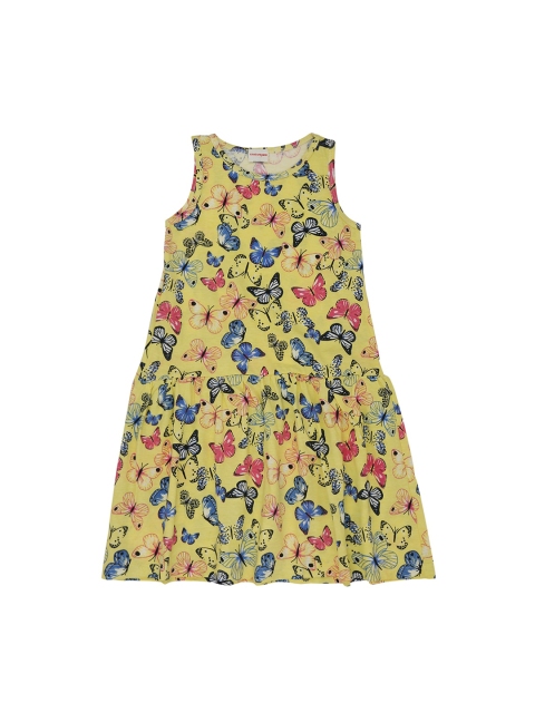 

RAINE AND JAINE Girls Yellow & Blue Printed A-Line Dress