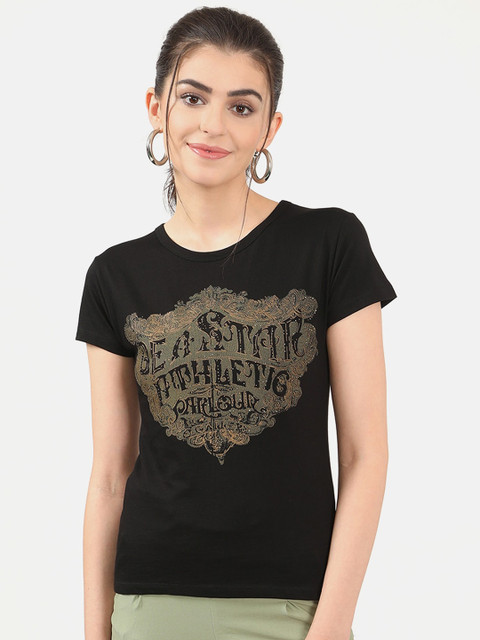 

V2 Value & Variety Black Printed Chambray Regular Top