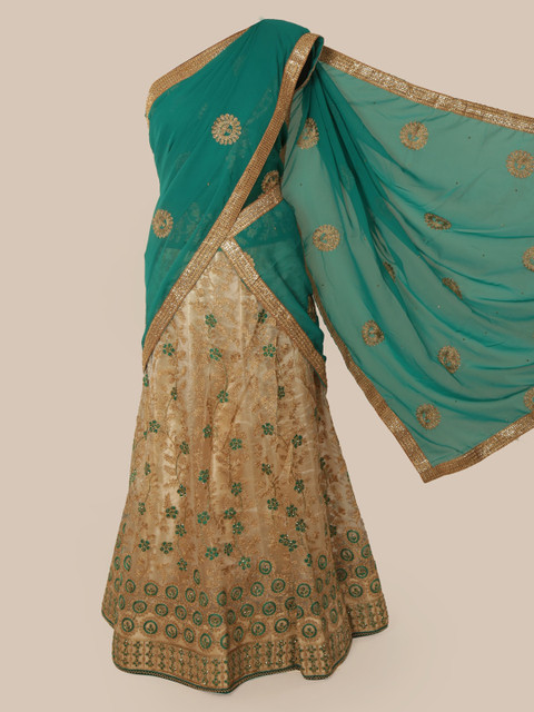 

Pothys Green Woven Design Poly Chiffon Lehenga Saree