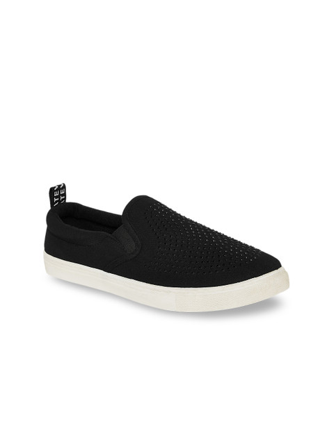 

Forever Glam by Pantaloons Women Black Woven Design Slip-On Sneakers