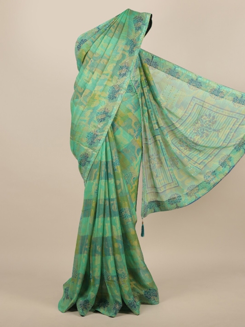

Pothys Green Woven Design Poly Chiffon Saree