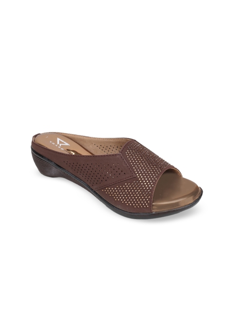 

TRASE Women Brown Charm Embellished Sandals