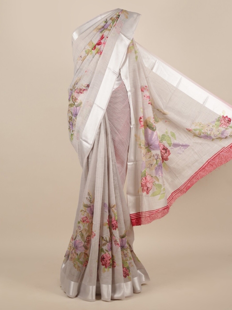 

Pothys Grey Printed Jute Silk Saree