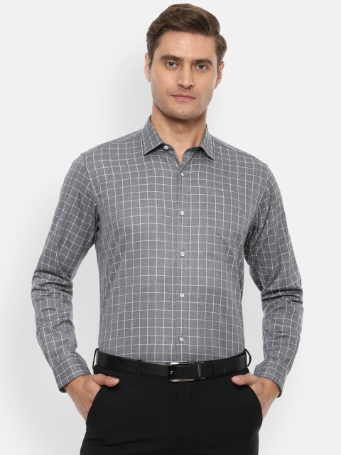 

Van Heusen Men Grey & White Regular Fit Checked Formal Shirt