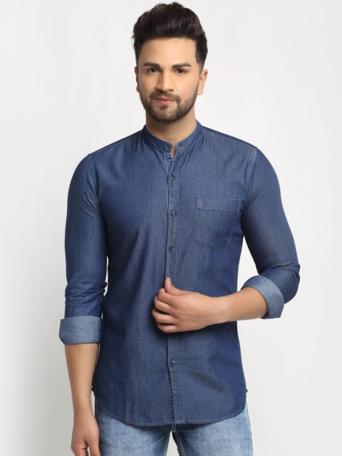 

Global Republic Men Navy Blue Regular Fit Solid Casual Shirt