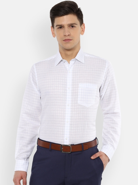

Van Heusen Men White & Blue Regular Fit Checked Formal Shirt