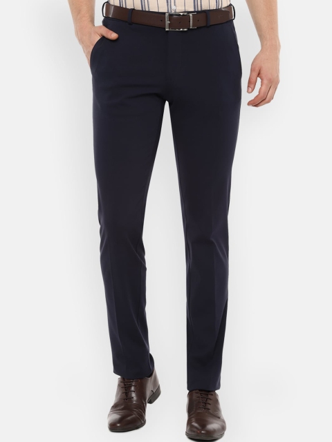 

Van Heusen Men Navy Blue Ultra Slim Fit Solid Formal Trousers