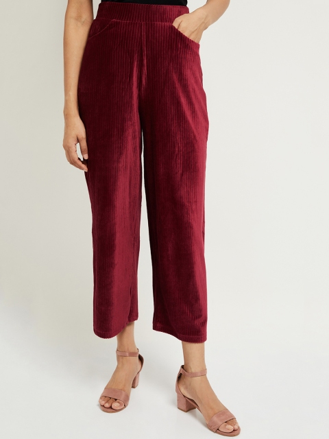 

max Women Maroon Regular Fit Solid Parallel Trousers