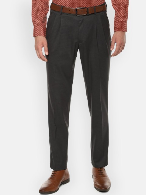 

Louis Philippe Men Charcoal Grey Solid Formal Trousers
