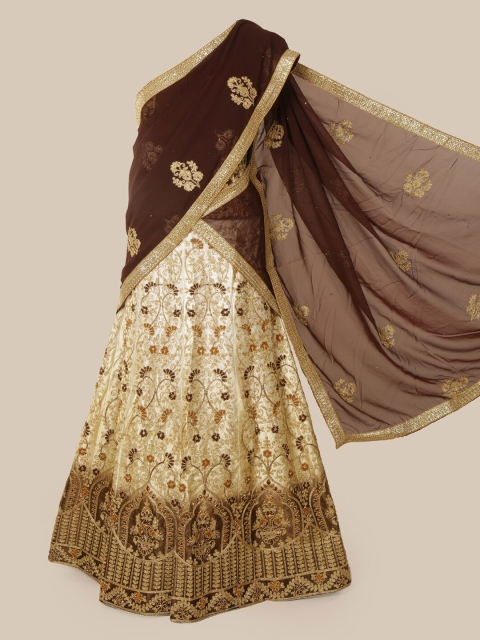 

Pothys Brown Woven Design Poly Chiffon Lehenga Saree