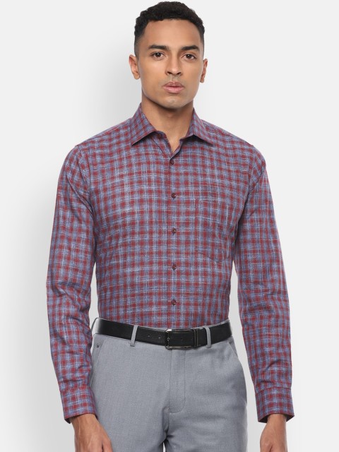 

Van Heusen Men Maroon & Blue Slim Fit Checked Formal Shirt
