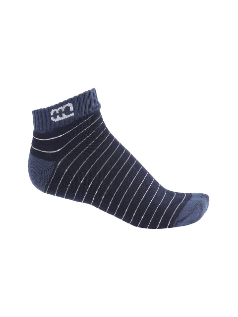 

Ajile by Pantaloons Men Navy Blue & Silver-Coloured Striped Ankle-Length Socks