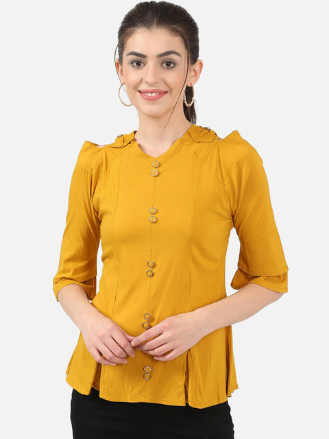 

V2 Value & Variety Mustard Yellow Shirt Style Top