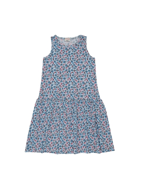 

RAINE AND JAINE Girls Blue & Pink Printed A-Line Dress