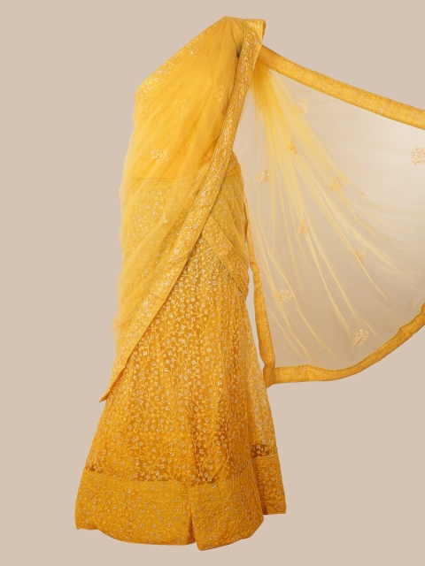 

Pothys Yellow Embroidered Net Saree