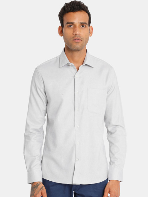 

AD By Arvind Men Grey Pure Cotton Solid Casual Shirt