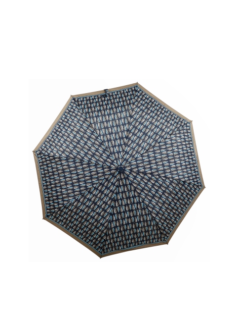 

LOOM LEGACY Navy Blue & Brown Geometric 3 Fold Fancy Umbrella