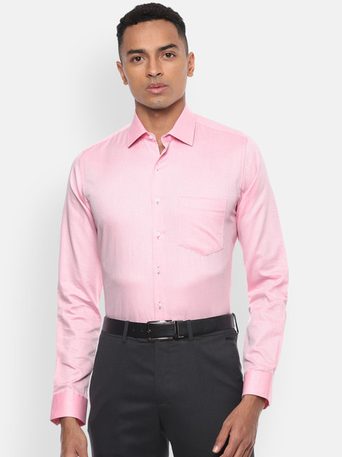 

Van Heusen Men Pink Slim Fit Self Checked Formal Shirt