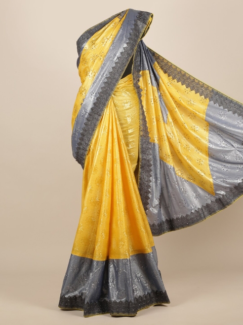 

Pothys Yellow & Grey Jute Silk Woven Design Saree