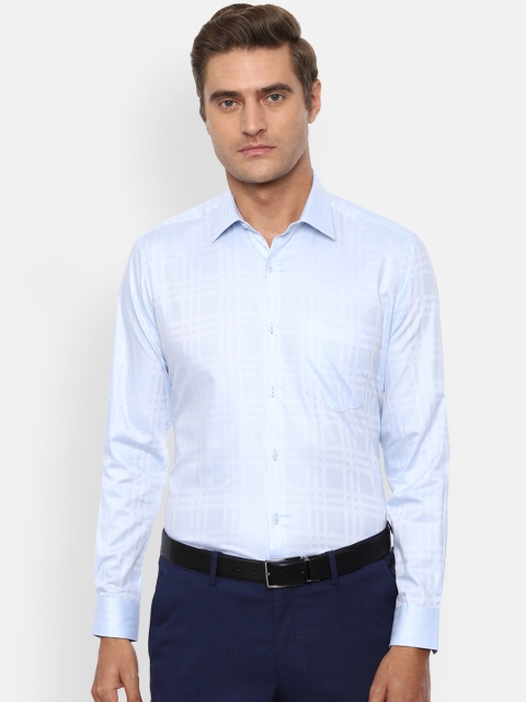 

Van Heusen Men Blue & White Regular Fit Checked Formal Shirt