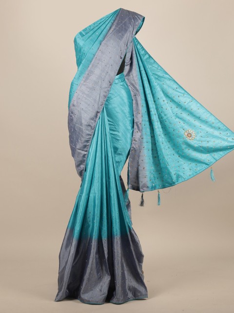 

Pothys Blue Embellished Jute Silk Saree