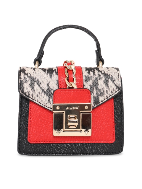 

ALDO Red & Grey Animal Textured Colourblocked Satchel