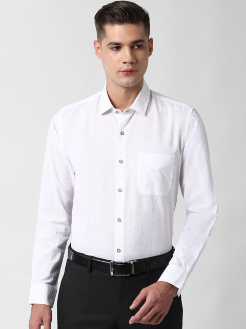 

Peter England Men White Slim Fit Self Design Formal Shirt