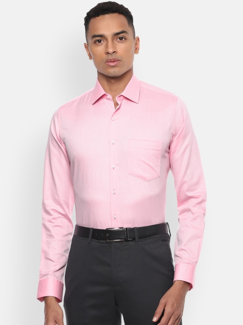 

Van Heusen Men Pink Slim Fit Self Checked Formal Shirt