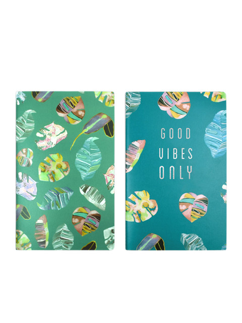 

Doodle Set Of 2 Sea Green & Teal Blue Good Vibes Only Notebooks