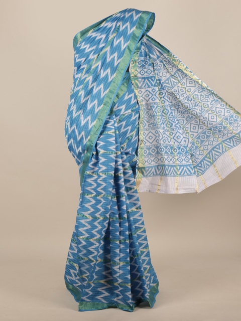 

Pothys Blue & White Pure Cotton Printed Saree